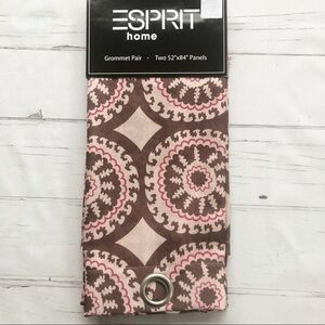 New 𝅺ESPRIT grommet Window Panels Drapes set brown print Retro style new